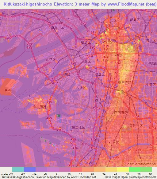 Kitfukuzaki-higashinocho,Japan Elevation Map