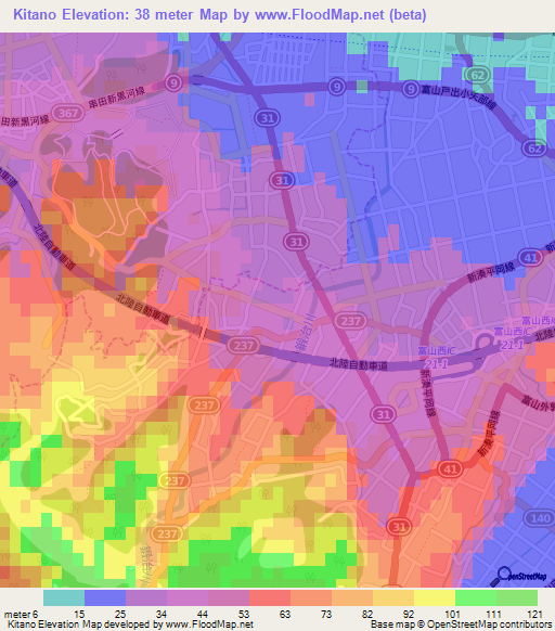 Kitano,Japan Elevation Map