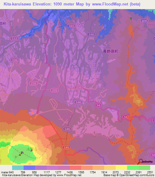 Kita-karuisawa,Japan Elevation Map