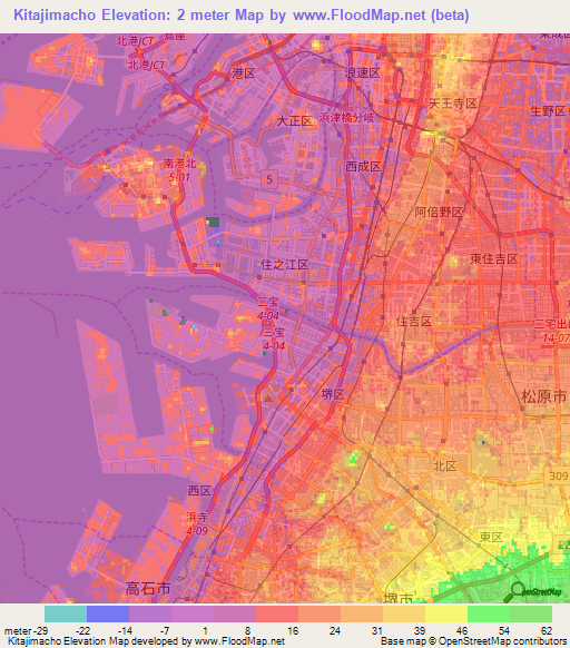 Kitajimacho,Japan Elevation Map