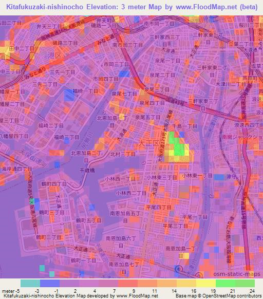 Kitafukuzaki-nishinocho,Japan Elevation Map