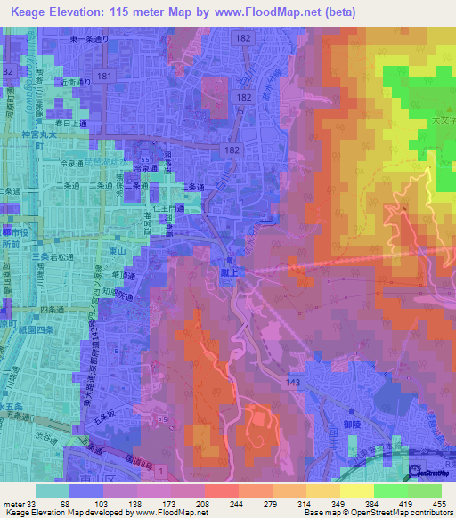 Keage,Japan Elevation Map