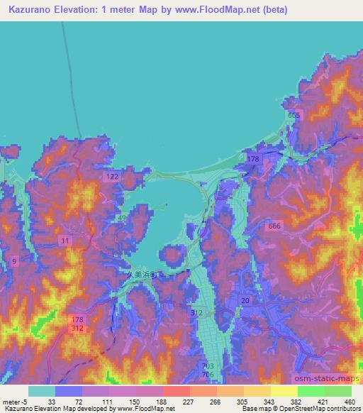 Kazurano,Japan Elevation Map