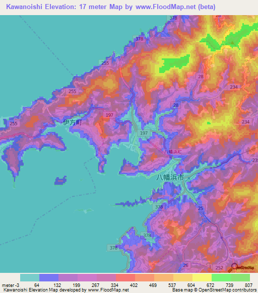 Kawanoishi,Japan Elevation Map