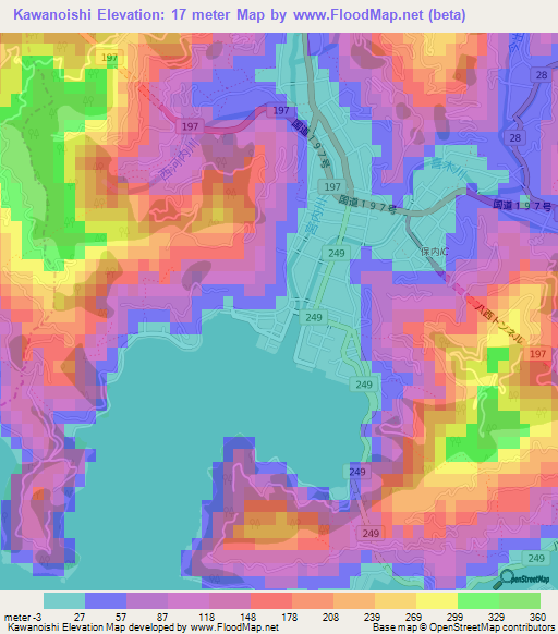 Kawanoishi,Japan Elevation Map