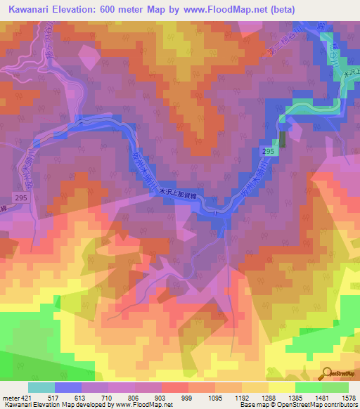 Kawanari,Japan Elevation Map