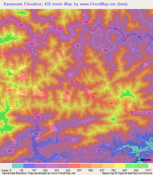 Kawamata,Japan Elevation Map