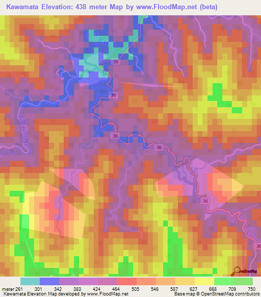 Kawamata,Japan Elevation Map