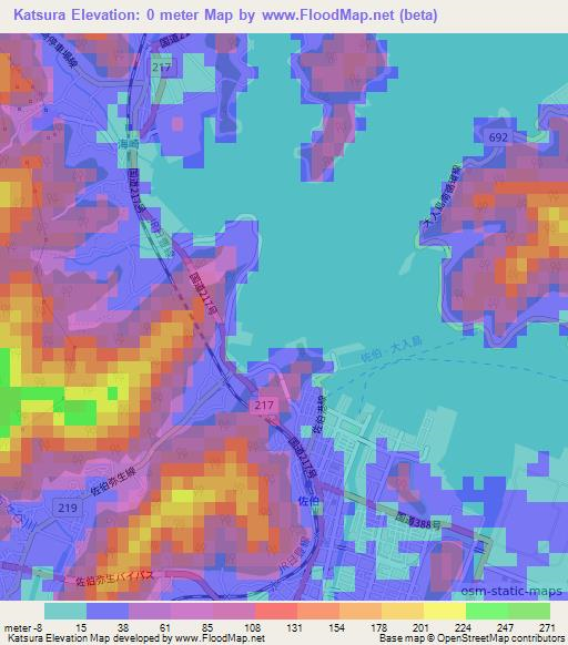 Katsura,Japan Elevation Map