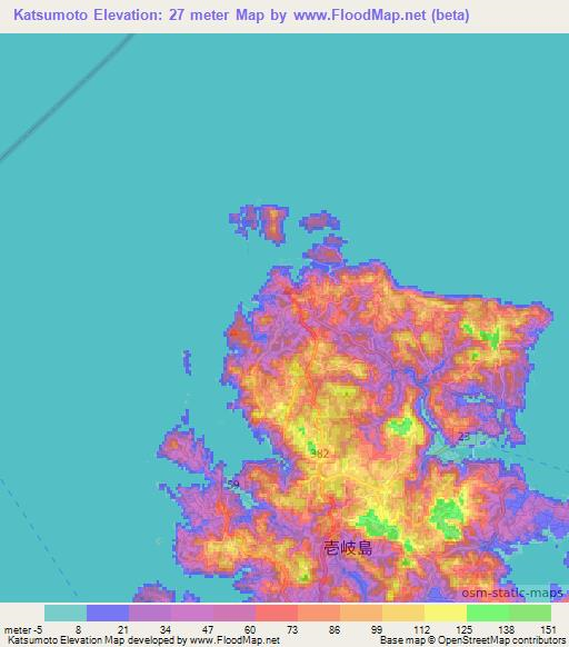 Katsumoto,Japan Elevation Map