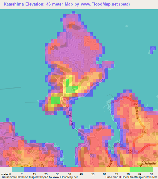 Katashima,Japan Elevation Map