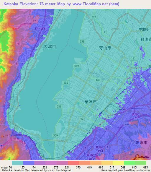 Kataoka,Japan Elevation Map