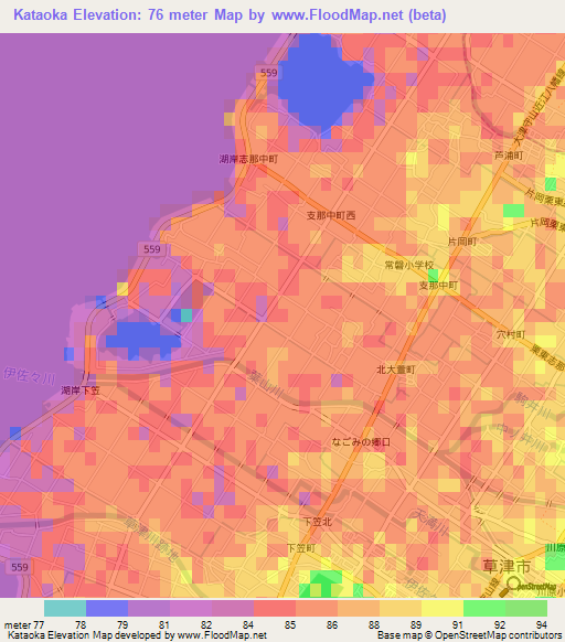 Kataoka,Japan Elevation Map