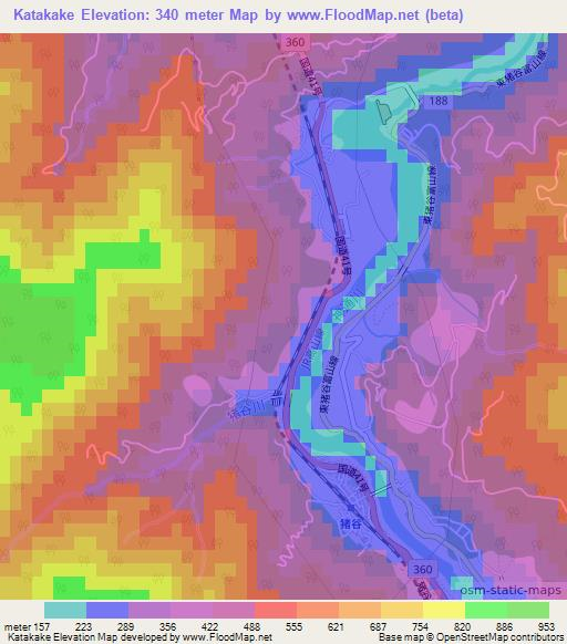Katakake,Japan Elevation Map