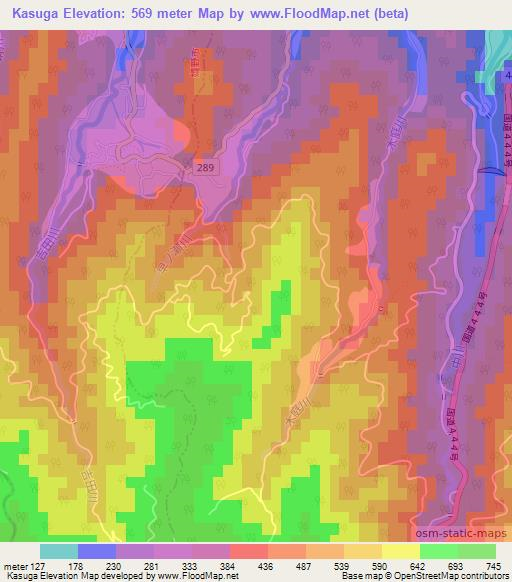 Kasuga,Japan Elevation Map