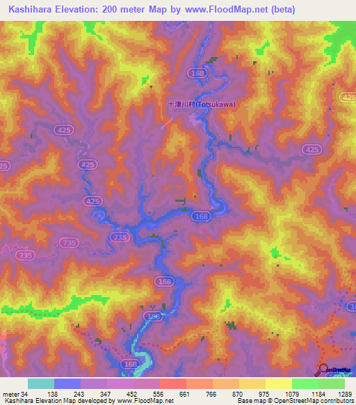 Kashihara,Japan Elevation Map