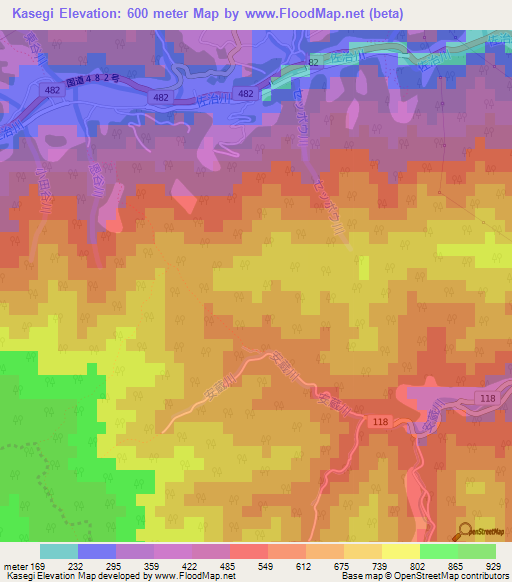Kasegi,Japan Elevation Map