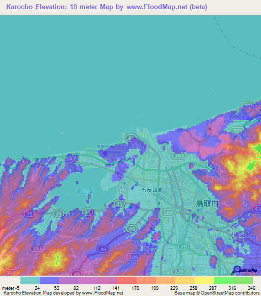 Karocho,Japan Elevation Map