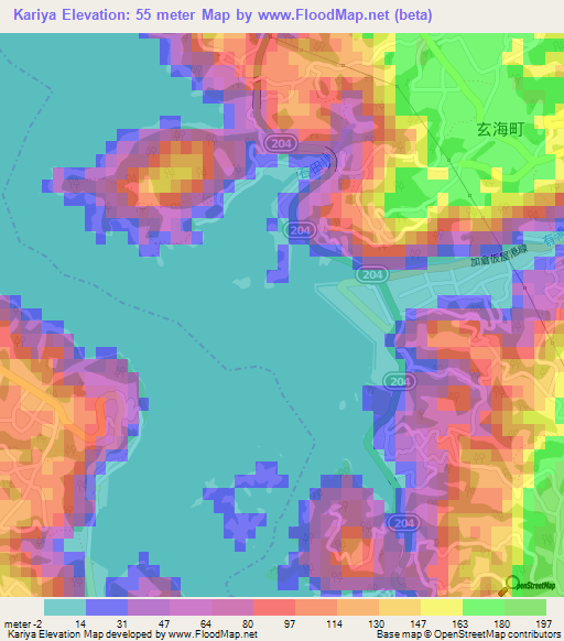 Kariya,Japan Elevation Map
