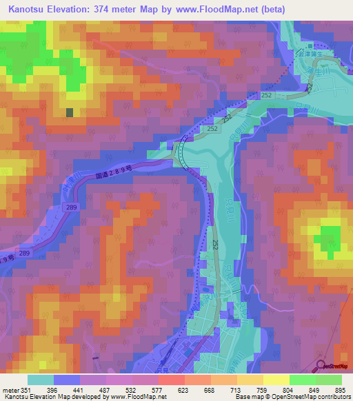 Kanotsu,Japan Elevation Map