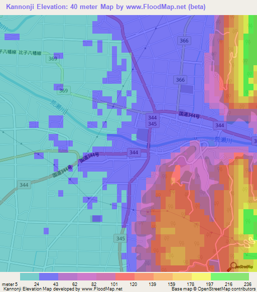 Kannonji,Japan Elevation Map