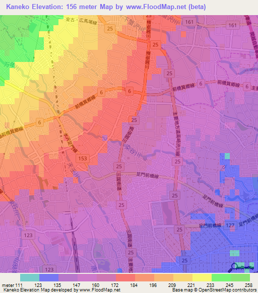 Kaneko,Japan Elevation Map