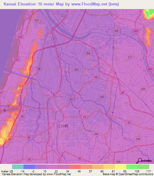 Kaneai,Japan Elevation Map