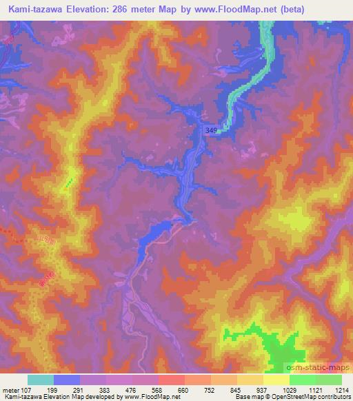 Kami-tazawa,Japan Elevation Map