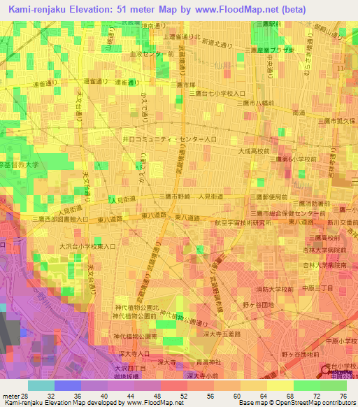 Kami-renjaku,Japan Elevation Map
