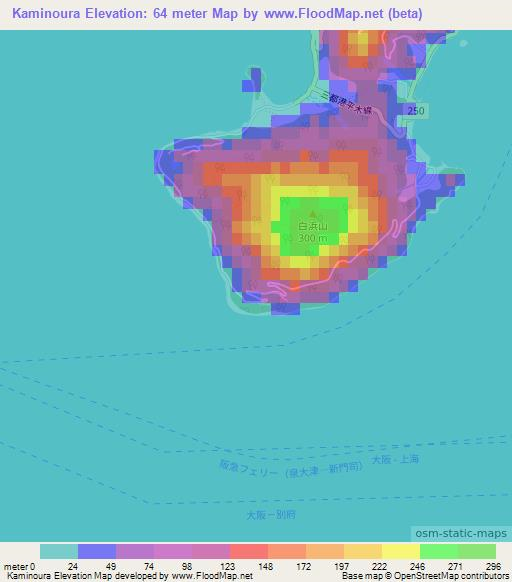 Kaminoura,Japan Elevation Map