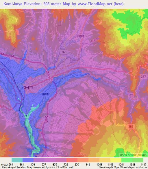 Kami-kuya,Japan Elevation Map