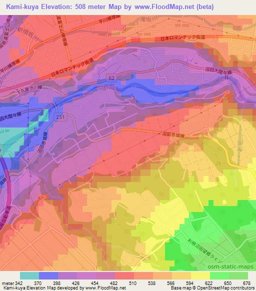 Kami-kuya,Japan Elevation Map