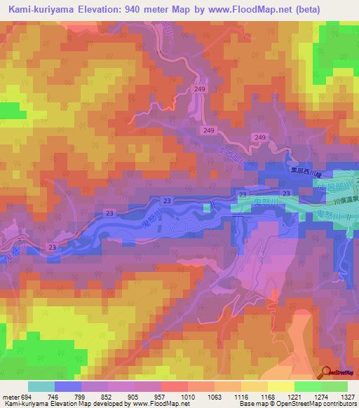 Kami-kuriyama,Japan Elevation Map