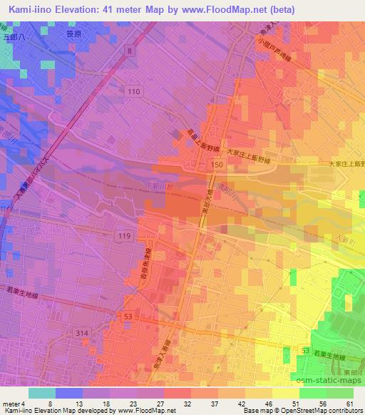 Kami-iino,Japan Elevation Map