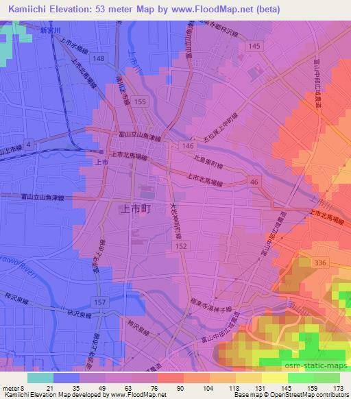Kamiichi,Japan Elevation Map