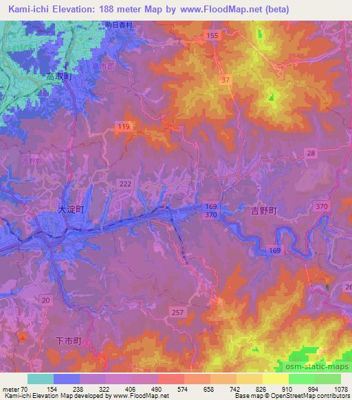 Kami-ichi,Japan Elevation Map