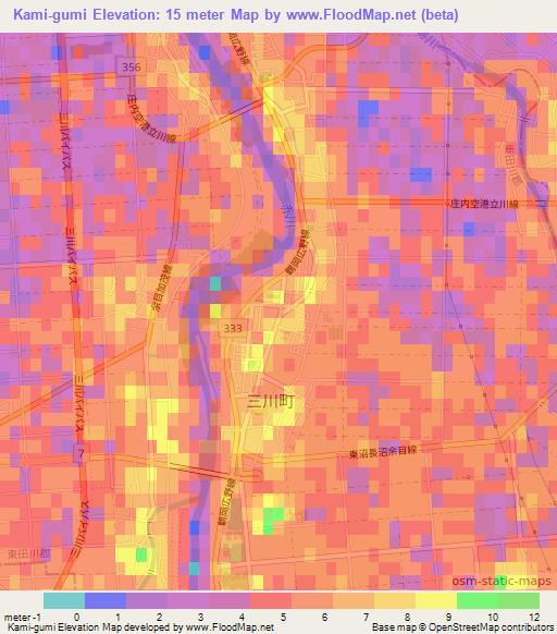 Kami-gumi,Japan Elevation Map