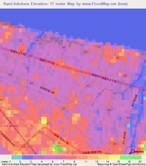 Kami-fukuhara,Japan Elevation Map