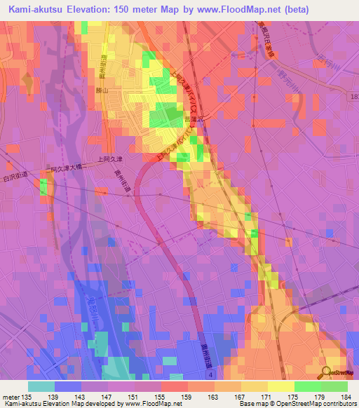 Kami-akutsu,Japan Elevation Map