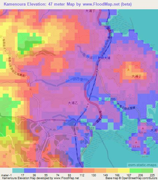 Kamenoura,Japan Elevation Map