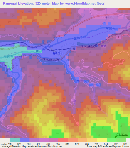 Kamegai,Japan Elevation Map
