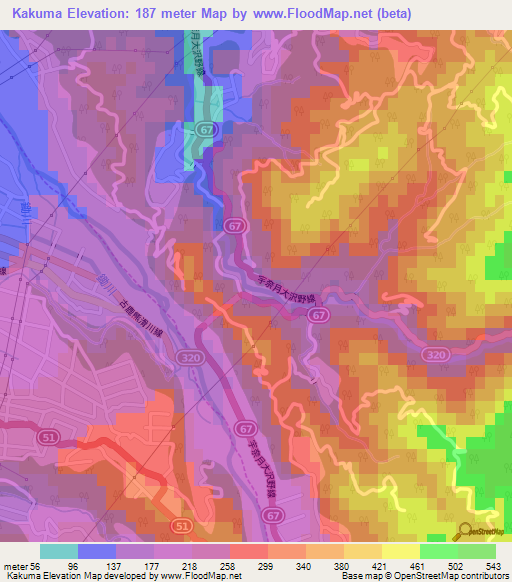 Kakuma,Japan Elevation Map