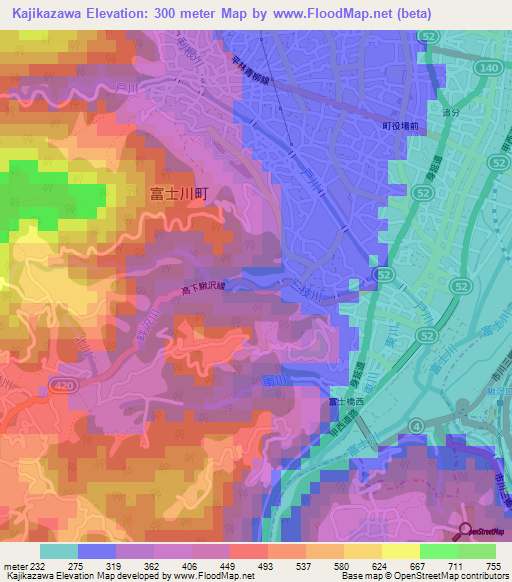 Kajikazawa,Japan Elevation Map