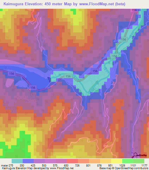 Kaimugura,Japan Elevation Map