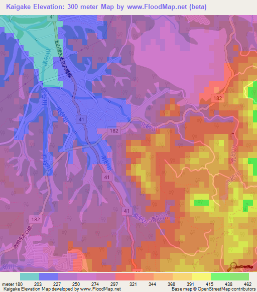 Kaigake,Japan Elevation Map