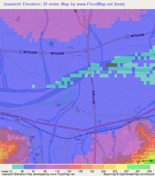 Izawaichi,Japan Elevation Map