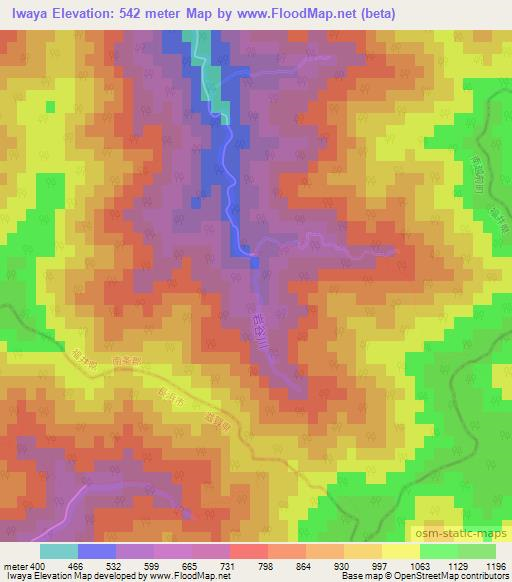 Iwaya,Japan Elevation Map