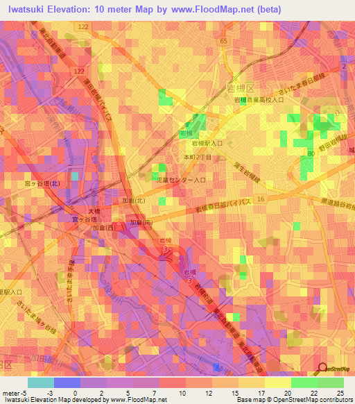 Iwatsuki,Japan Elevation Map