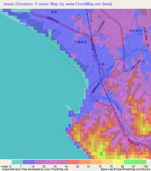 Iwase,Japan Elevation Map