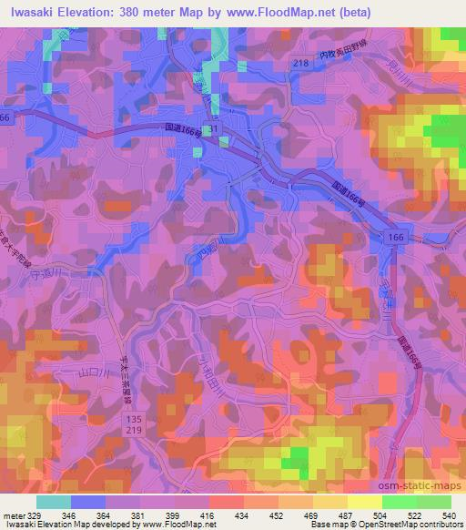 Iwasaki,Japan Elevation Map